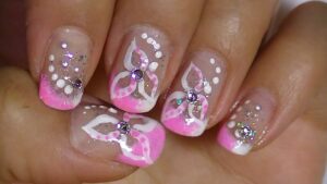 Nail art on pink
